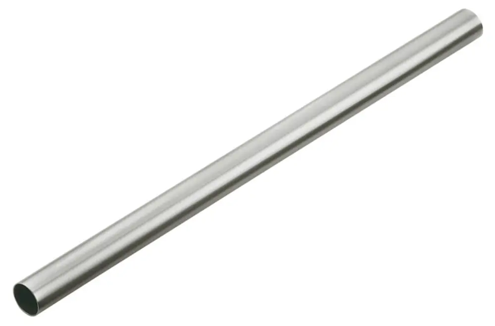 Edelstahl-Rohr in glatter Ausführung mit zylindrischer Form, vermutlich von Keuco, zur Verwendung als Brausevorhangstange oder ähnlichem Zweck.